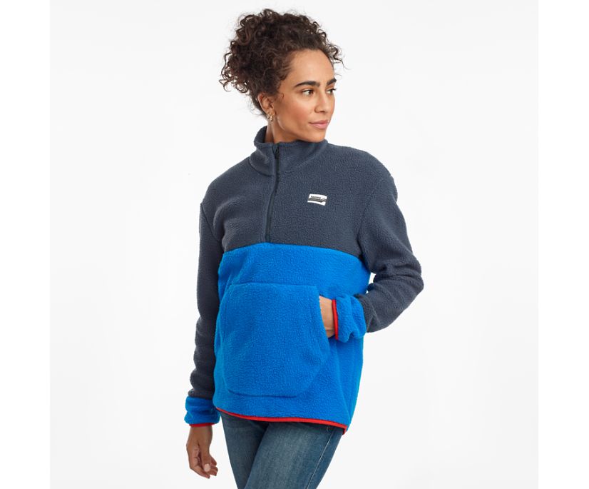 Women\'s Saucony Fireside Fleece Anorak Jackets Blue | Singapore 336BEXC